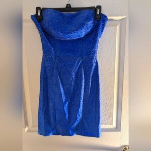 Sherri Hill Blue Hot Stone Embellished Homecoming Dress